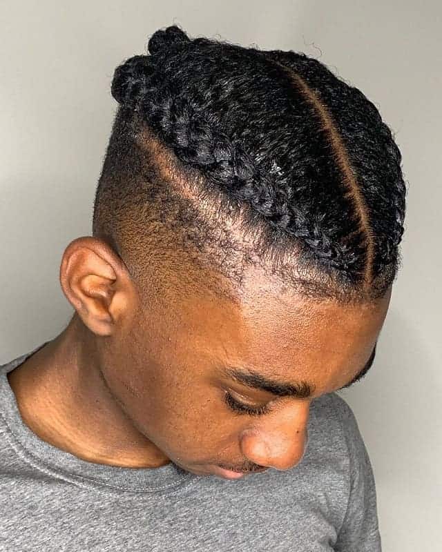 braided curly hair with low fade