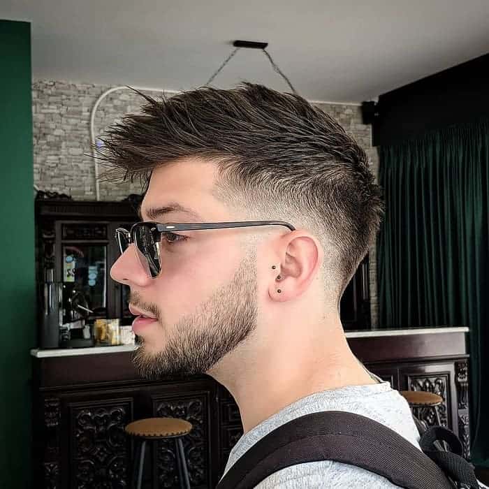 spiky long hair with low fade