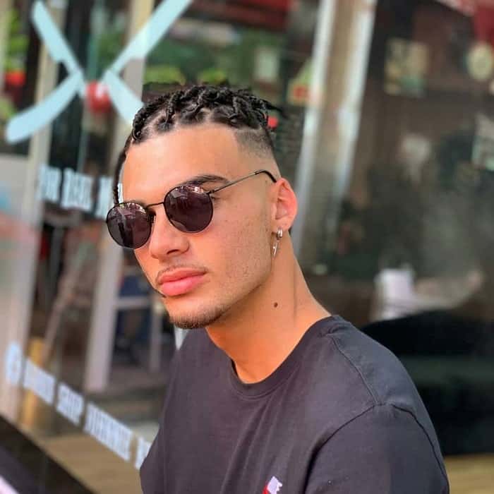 man braids with taper fade