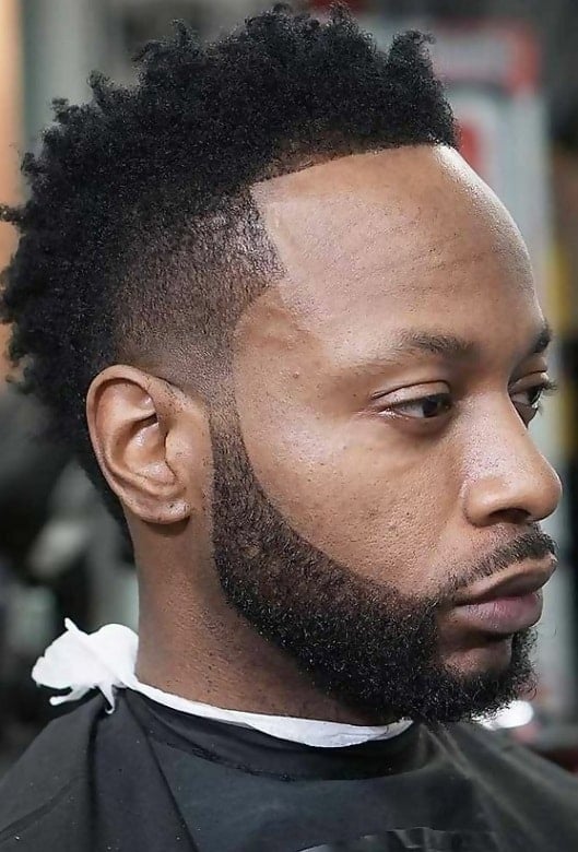 Low Tapered Afro Haircut with Beard