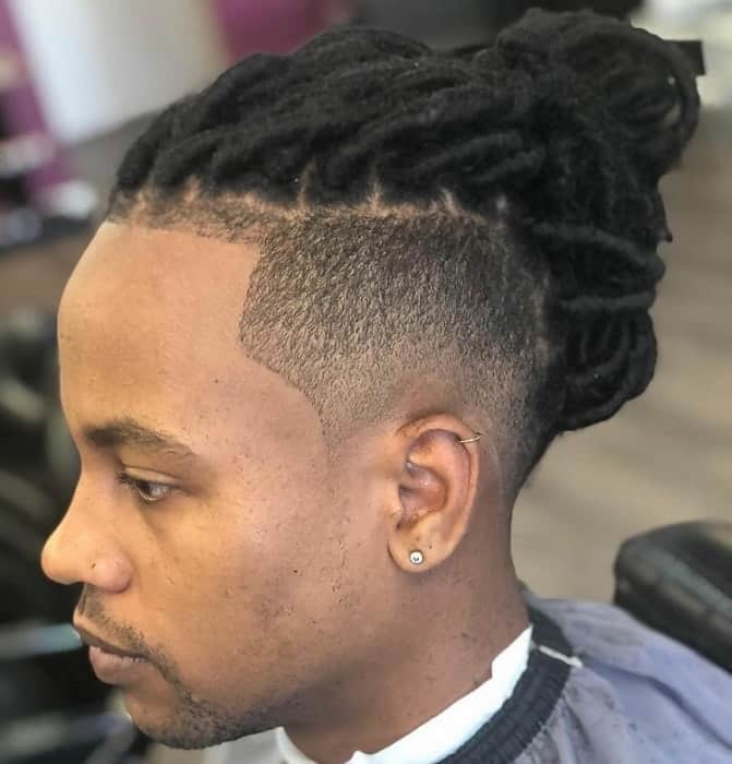 Low Tapered Afro Cut with Dreadlocks