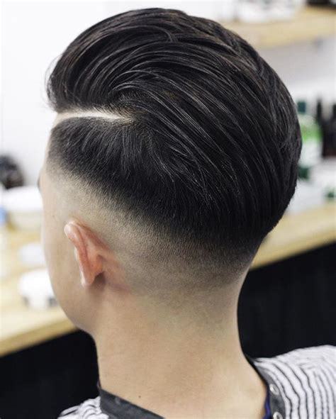 medium hairstyle with low fade