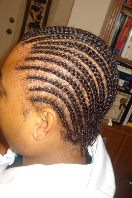 cornrows by using box braids