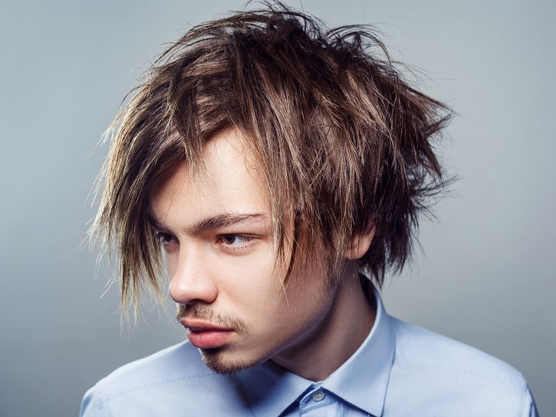 straight messy hairstyles for men