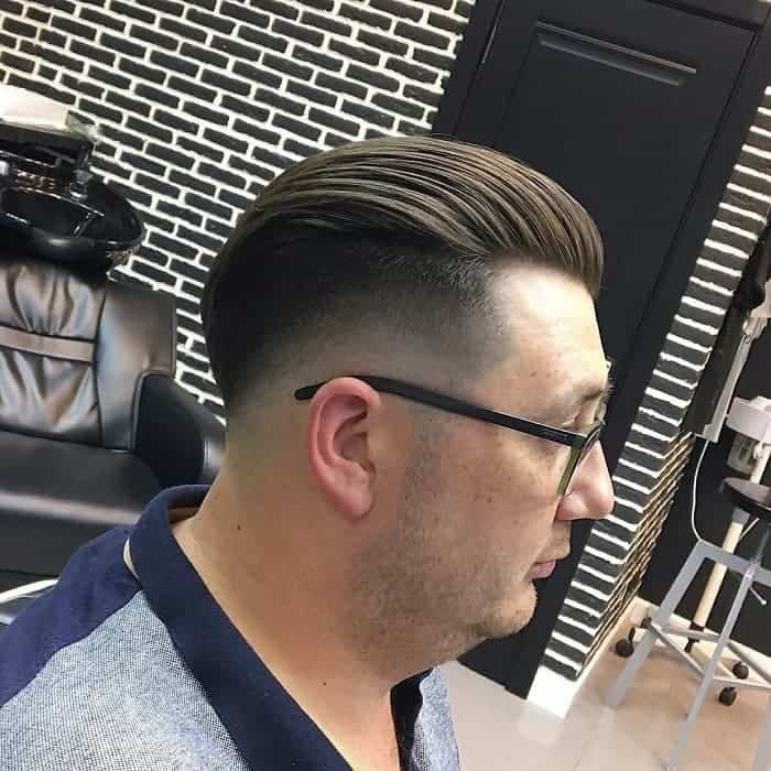 Slick Pompadour with Low Fade for Middle Aged Men