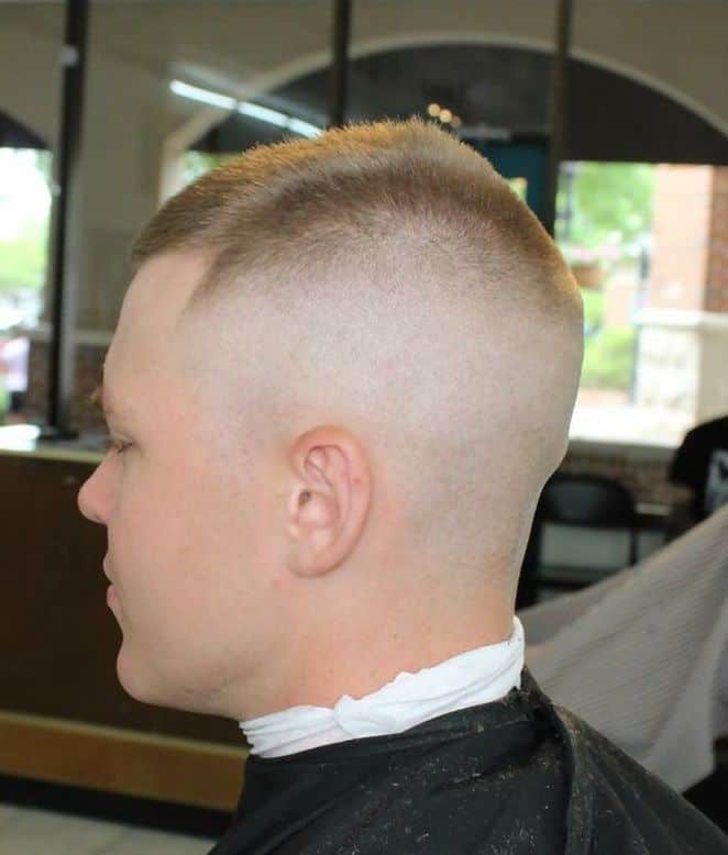 military crew cut with bald fade