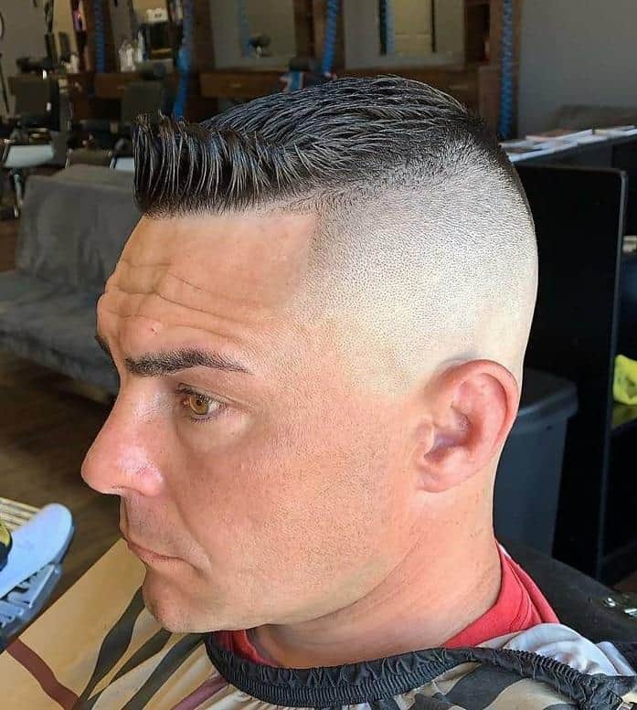 military crew cut with shaved sides