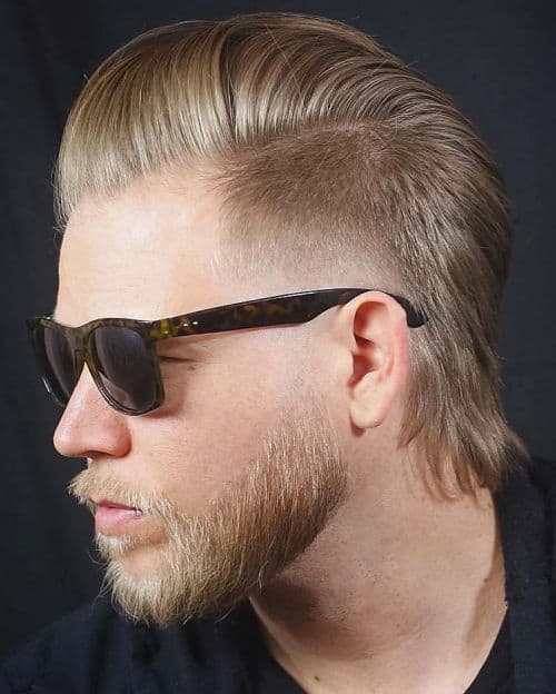 Mullet med sidodel för män