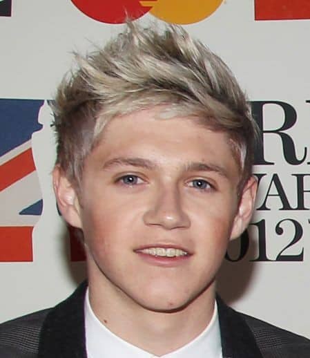 Photo of Niall Horan hairstyle with razored ends.