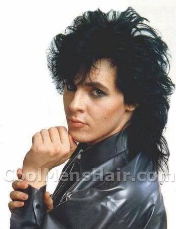 Picture of Nick Rhodes 80s hairstyle.