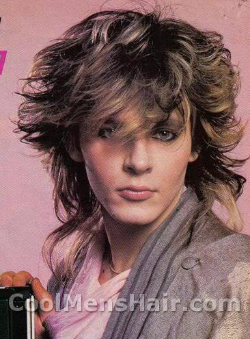 Photo of Nick Rhodes big hairstyle.