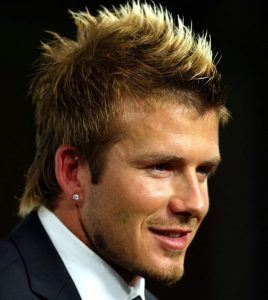 David Beckham highlighted fauxhawk.