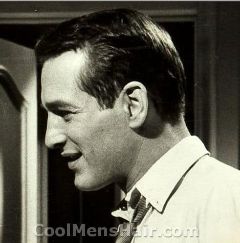 Photo of Paul Newman hair in side view.