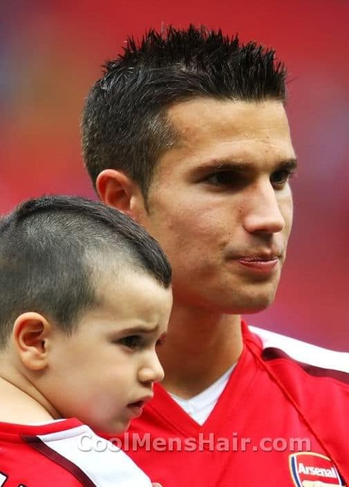 Picture of Robin van Persie spiky hairstyle.