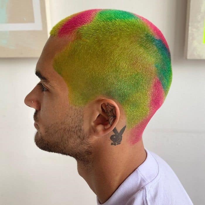 short buzz cut with colors