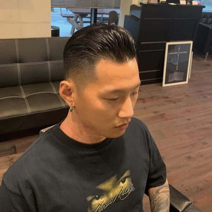 slick back pompadour with fade 