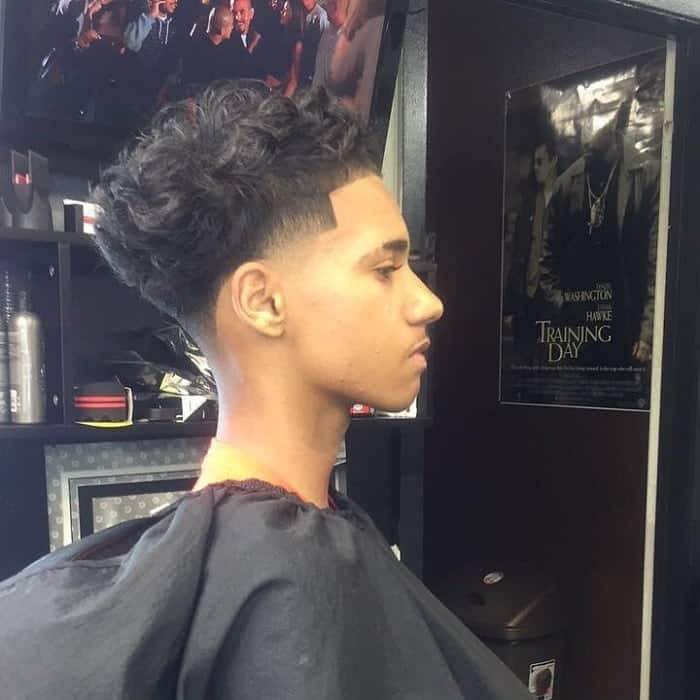 blowout shag hair with taper fade