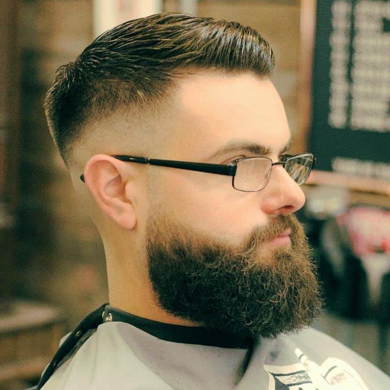 Taper Fade Comb Over With Beard