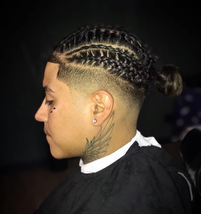 taper fade with braids