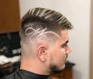 taper fade cut with designs for guys