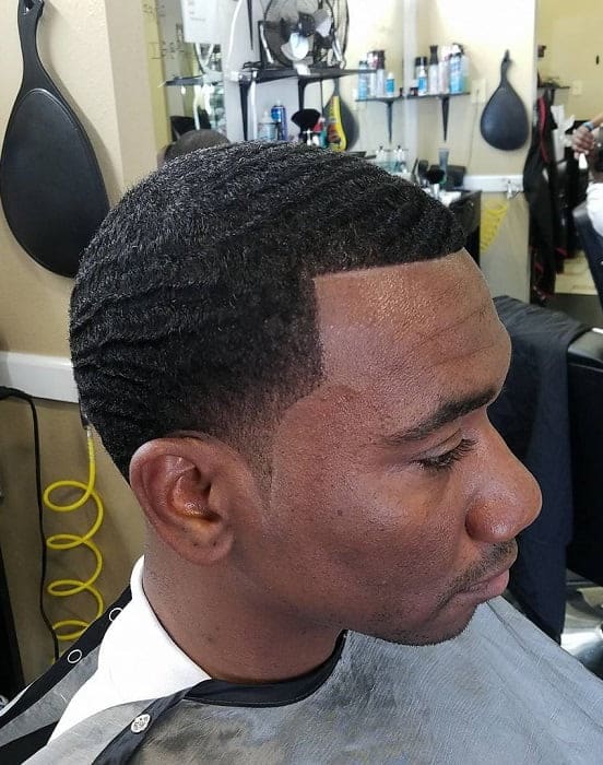 Taper fade haircut with waves