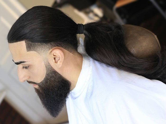 Long Hair Low Taper Fade with Beard - wide 4