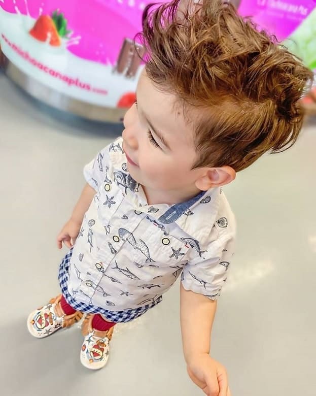 toddler with short messy hair