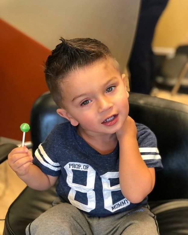 toddler boy with short spiky hair