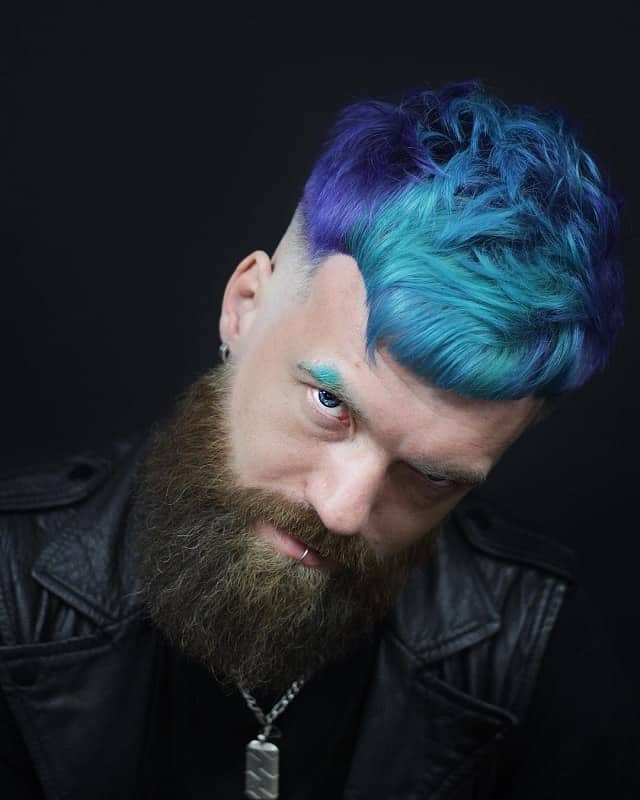 funky undercut hairstyle with full beard