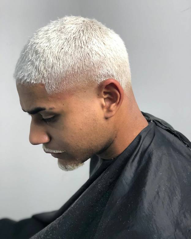 very short silver hairstyle for men