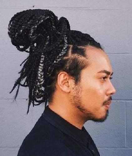 braided bun for white men