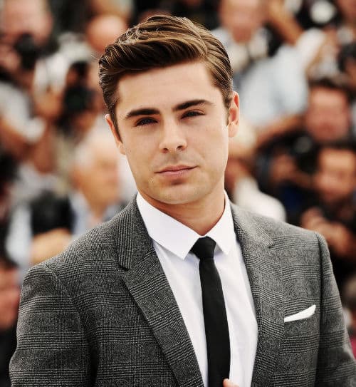 Pic of Zac Efron slick back hair.