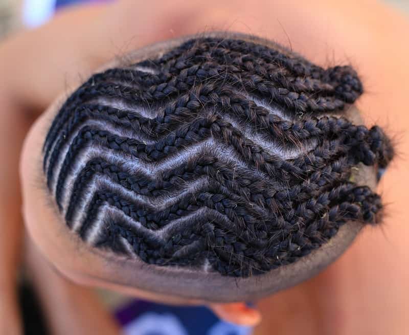 zigzag cornrow braids for men with short hair